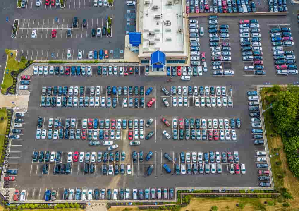 an image of a large parking lot, wide view