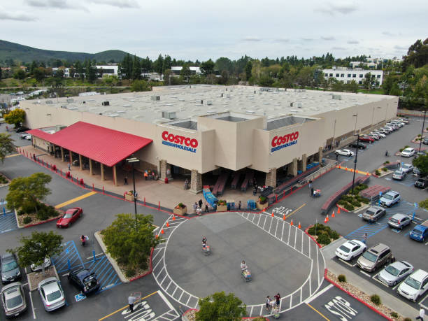 an image showing drone view of costco warehouse