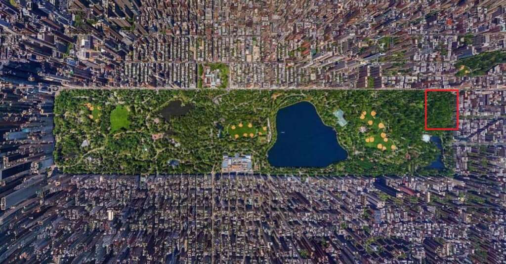 representing 40 acres on Central Park, New York map