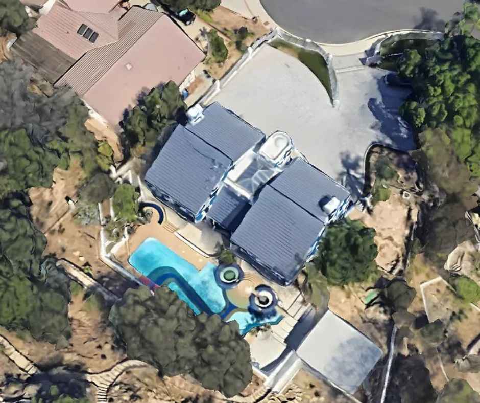 Aerial shot of Blueface house