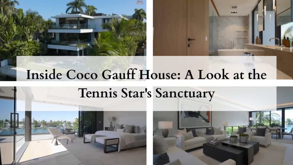 Collage of photos of coco gauff house