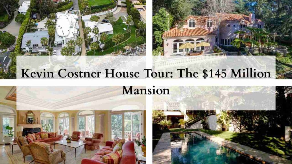 Collage of photos of different properties of Kevin costner