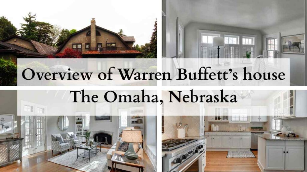 Collage of photos of warren buffett house