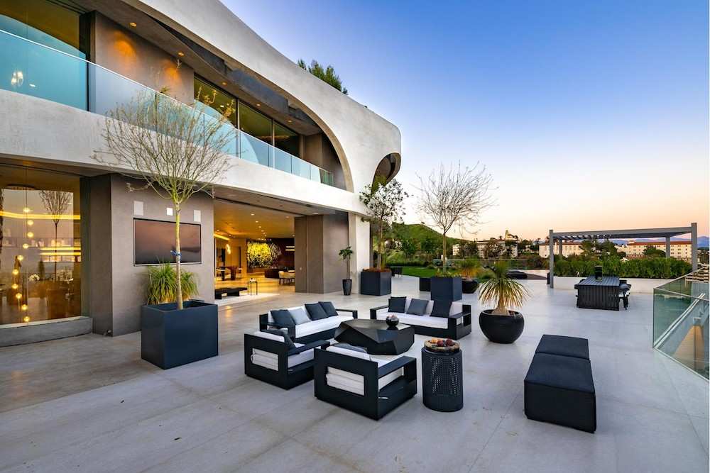 Outdoor lounge area of travis scott house