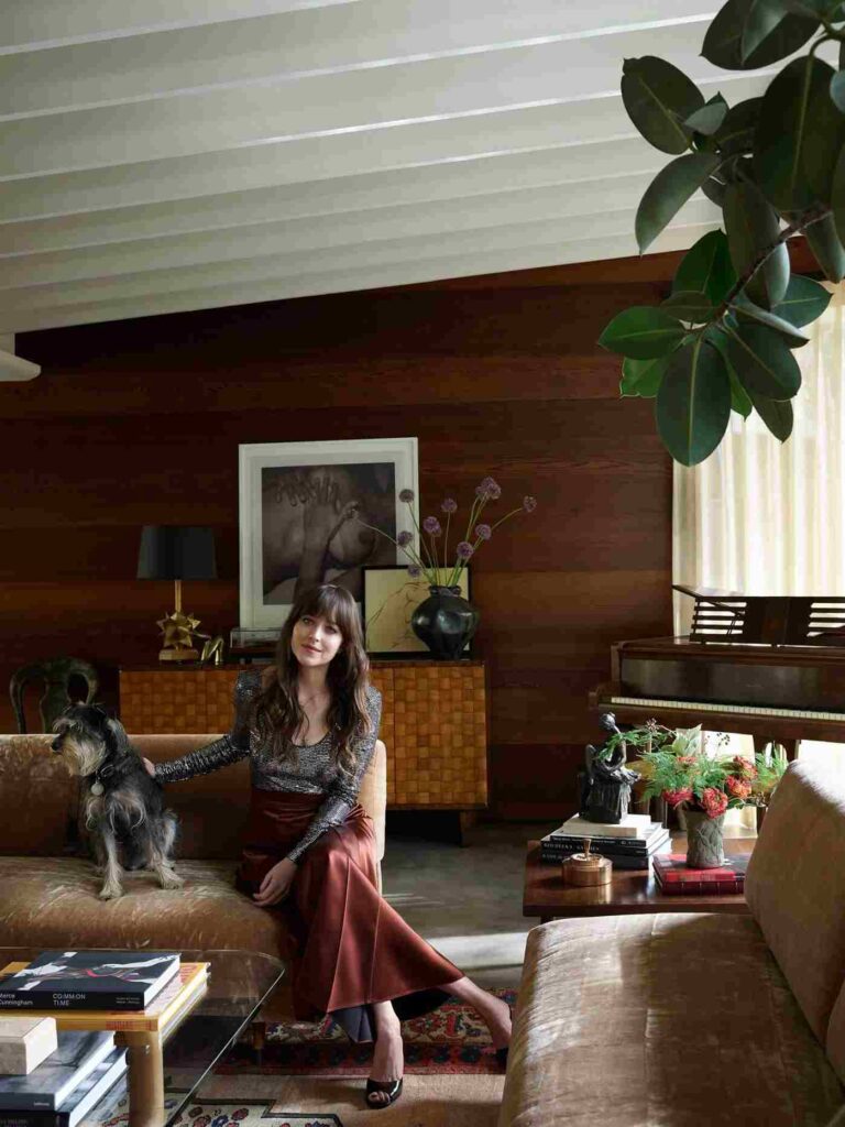 Dakota Johnson house in his living room