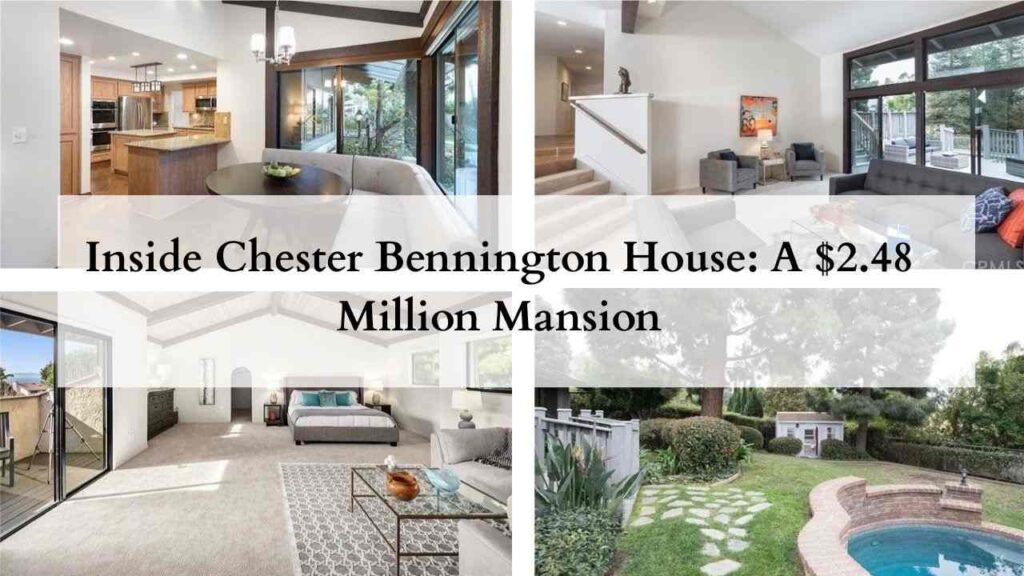 Collage of images of chester bennington house