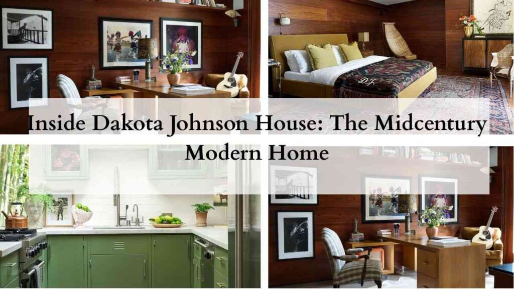 Collage of images of dakota johnson house
