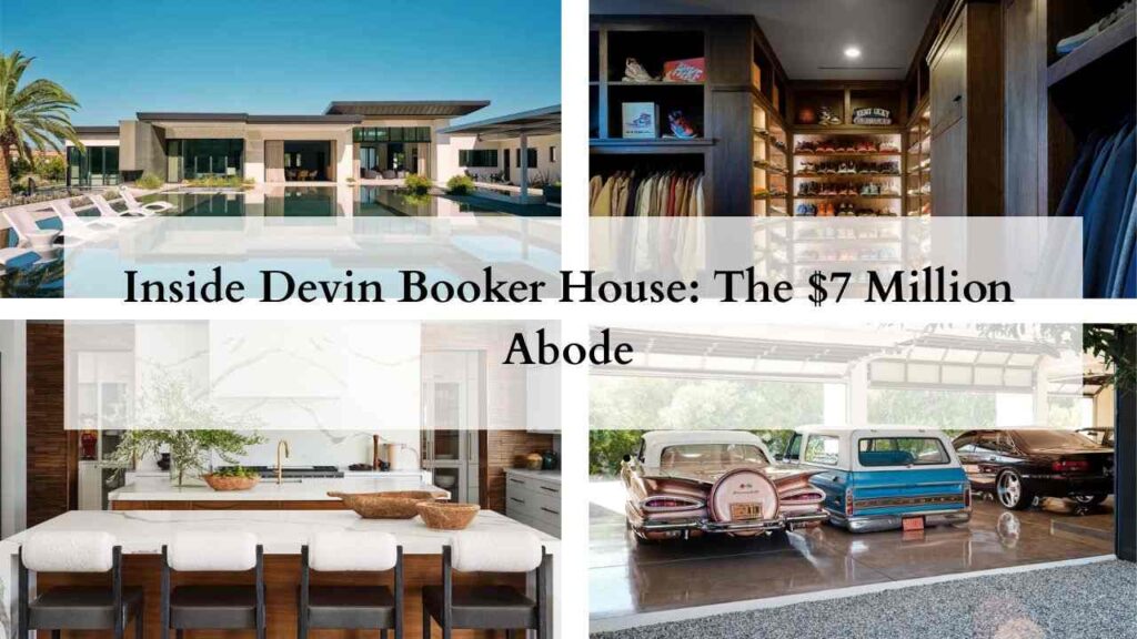 Collage of photos of devin booker house 